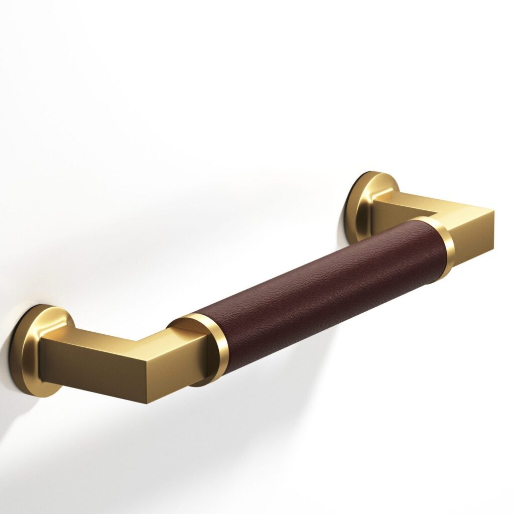Tanner’s Craft Satin Brass accented with Wild Boar Pitch Brown Leather